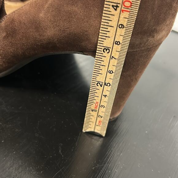 Nurture Madge Mary Jane Pumps 8.5 Brown Suede Leather Heeled Elastic Knot Strap - Picture 9 of 9